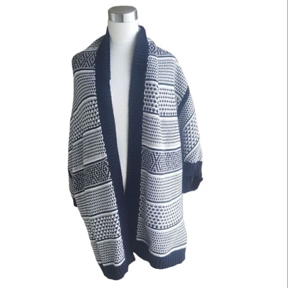 TALBOTS Striped Open Front Kimono- Size L/XL - Picture 1 of 6